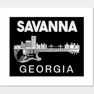 Savanna Georgia Gift Guitar Music Savanna Skyline Posters and Art